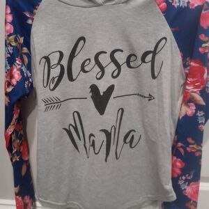 Gray and Blue Kids 'Blessed Mama' Shirt